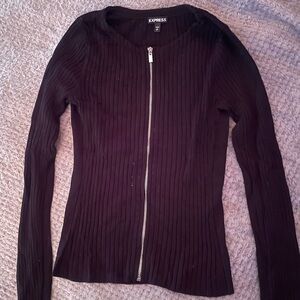 Express Black Ribbed Long Sleeve Top